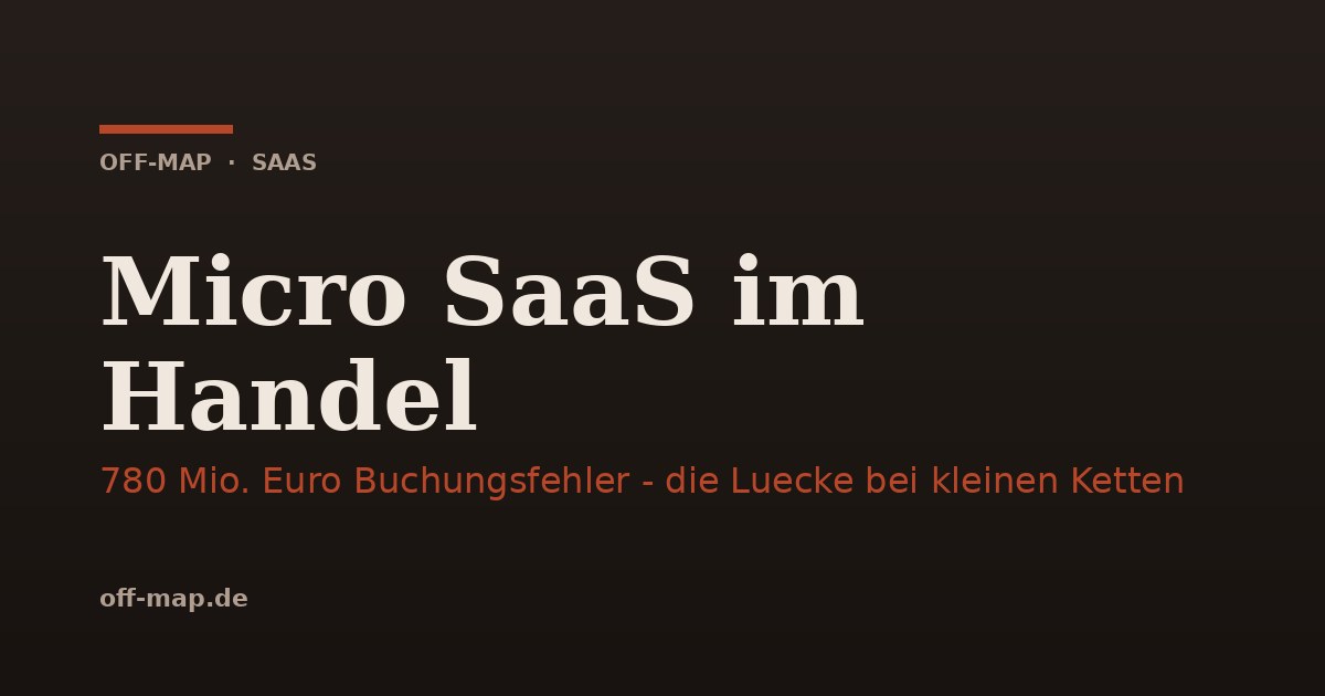 Titelbild: Micro SaaS im Handel — 780 Mio. Euro Buchungsfehler, die Lücke bei kleinen Filialketten